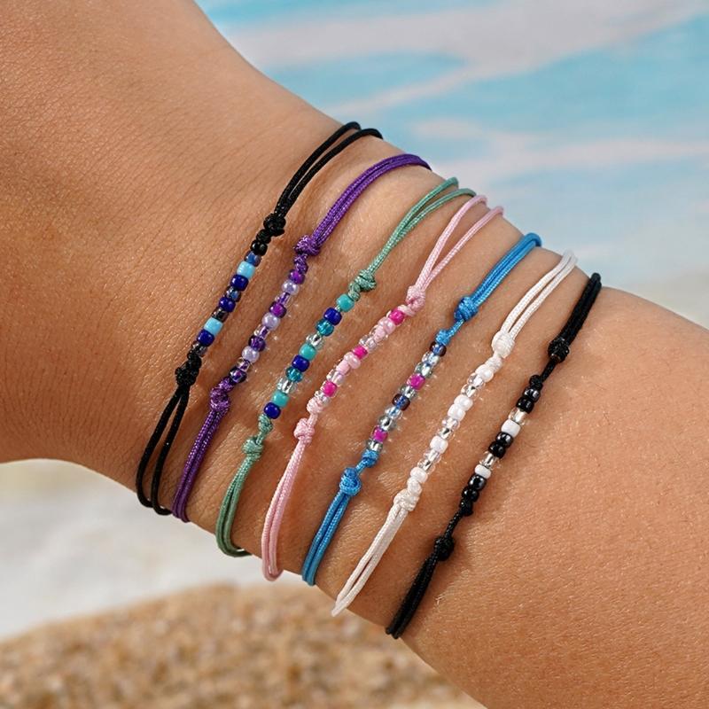 7Pieces Handmade Colorful Woven Bracelets Adjustable Size Wristband for Fashion Enthusiasts and Unique Style Lovers