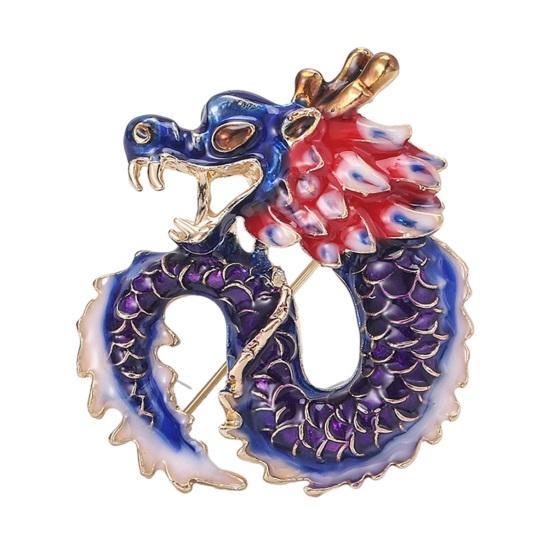 Creative Enamel Twelve Zodiac Dragon Shape Brooch Vivid Appearance Men Pin Suit Lapel Coat Clothing Badge Accessories