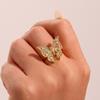 Nivora Stereoscopic Zircon Butterfly Open Rings For Women Girls PVD Gold Plated Copper Engagement Index Finger Wedding Zircon