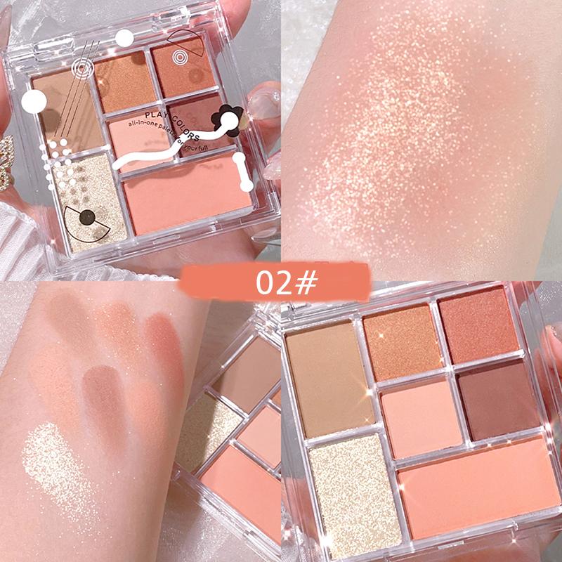 1PC Transparent Party Pearlescent Date Makeup Earth Color Eye-catching Seven Colors Stage Eye Shadow Plate Makeup Multi-function
