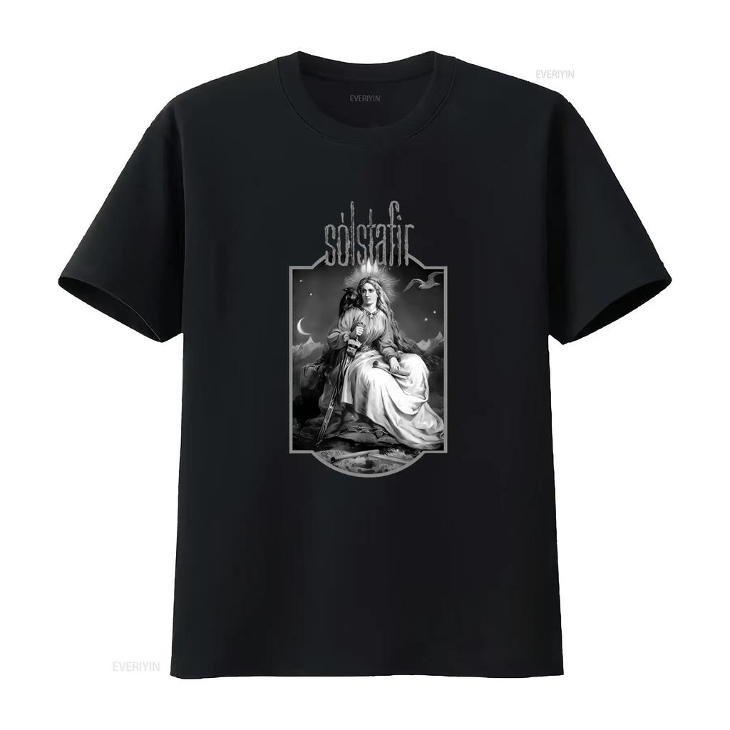 Solstafir Endless Twilight Of Codependent Love T Shirt Gothic Fantasy Design with Moon Raven Sword Motif vintage Washed Soft