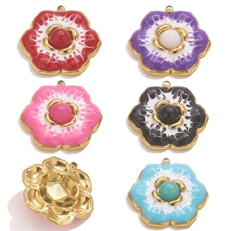 Polierte Lebendige Florale Anhängerkomponente Für Individuelle Halsketten Armbänder Ohrringe Basteln