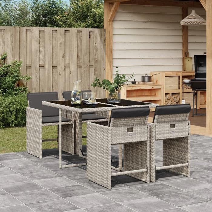 VidaXL Garden Dining Set with Cushions 5 Pcs, Patio Table and Chair, Patio Furniture, Outdoor Furniture, 3211079