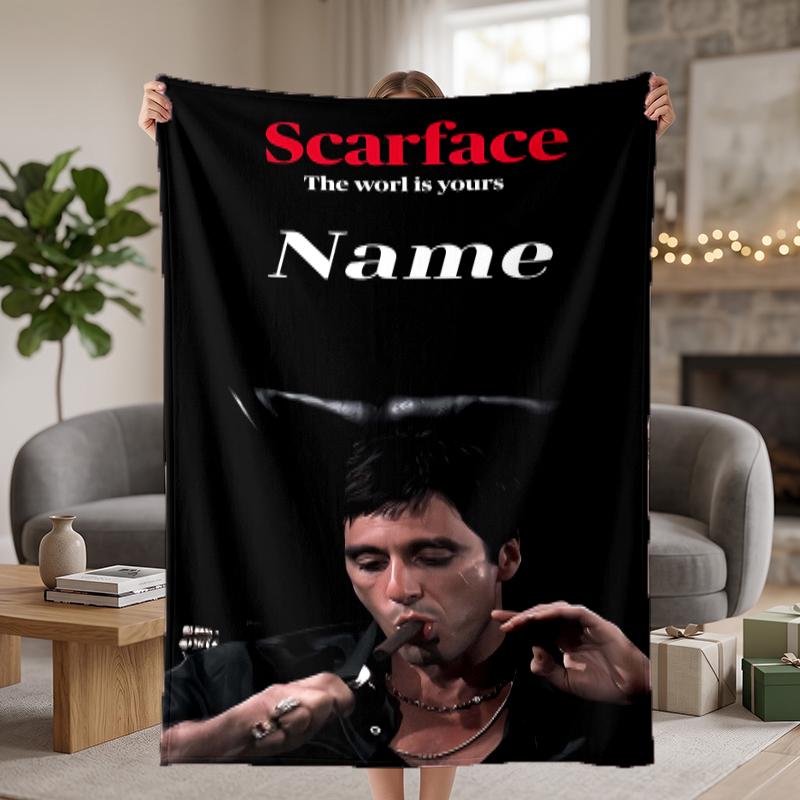 scarface Custom Flannel Blankets Soft Warm Cozy Throws for Home Decor Holiday Gifts