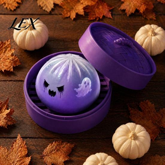 Dumpling Desktop Ornaments 1/2/3Pcs Purple Ghost Squeeze Toy, Halloween Steamed Bun Desk Toy Stress Relief Clear Ball Fidget Party Supplies