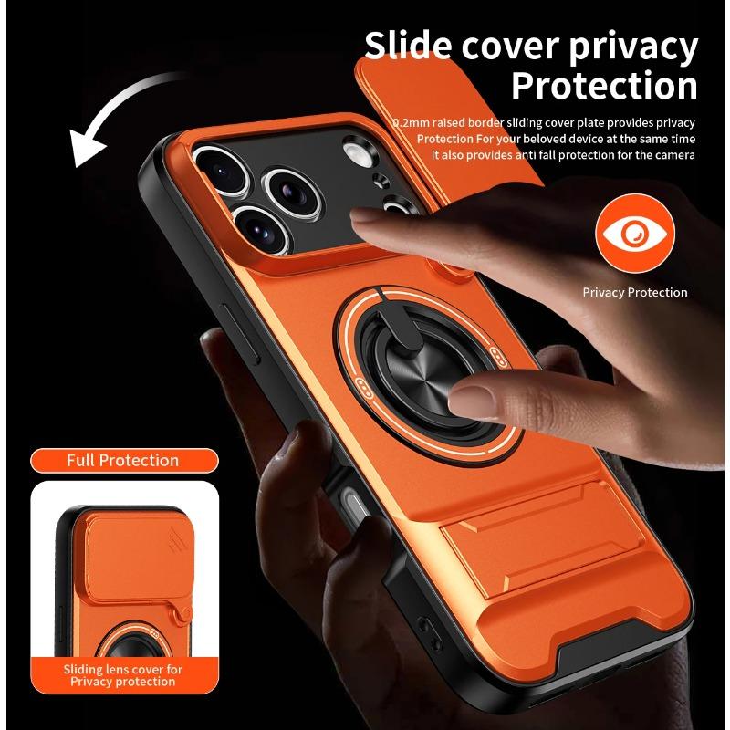 Neue Hülle für Für Iphone17 Pro Max 16 Pro Max 1 14 13 Schiebefach Kamera Schutz Aufstellständer Stoßfest Rückseite Magnetische Handyhülle