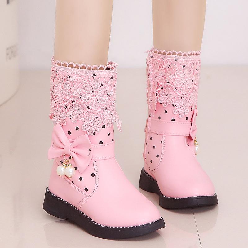 Girls Boots New Autumn Fashion Princess Kids Soft Sneakers Child Snow Boots Spring PU Leather Children Shoes Kids EU Size 27-37