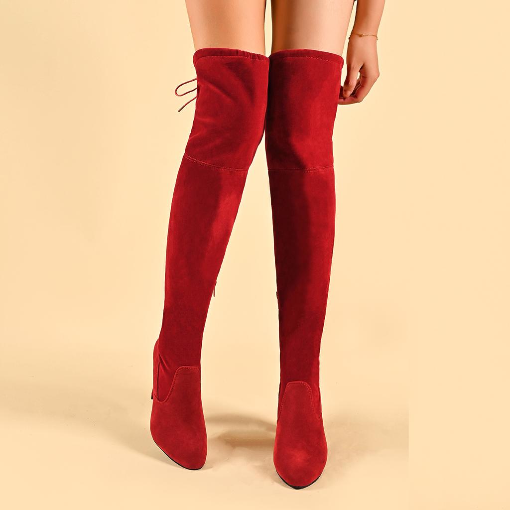 Fashion Winter Over The Knee Women Boots 2024 New Stretch Fabrics High Heel Slip On Shoes Pointed Toe Long Boots Women Thigh High Boots
