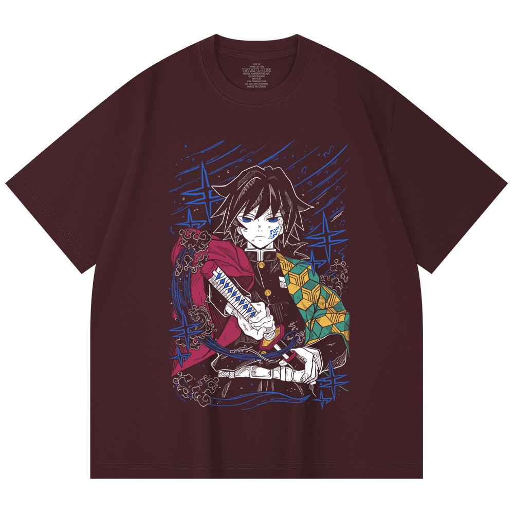230 Gsm 100% Cotton Demon Slayer V47 Tomioka Print Unisex Heavy Cotton T Shirt