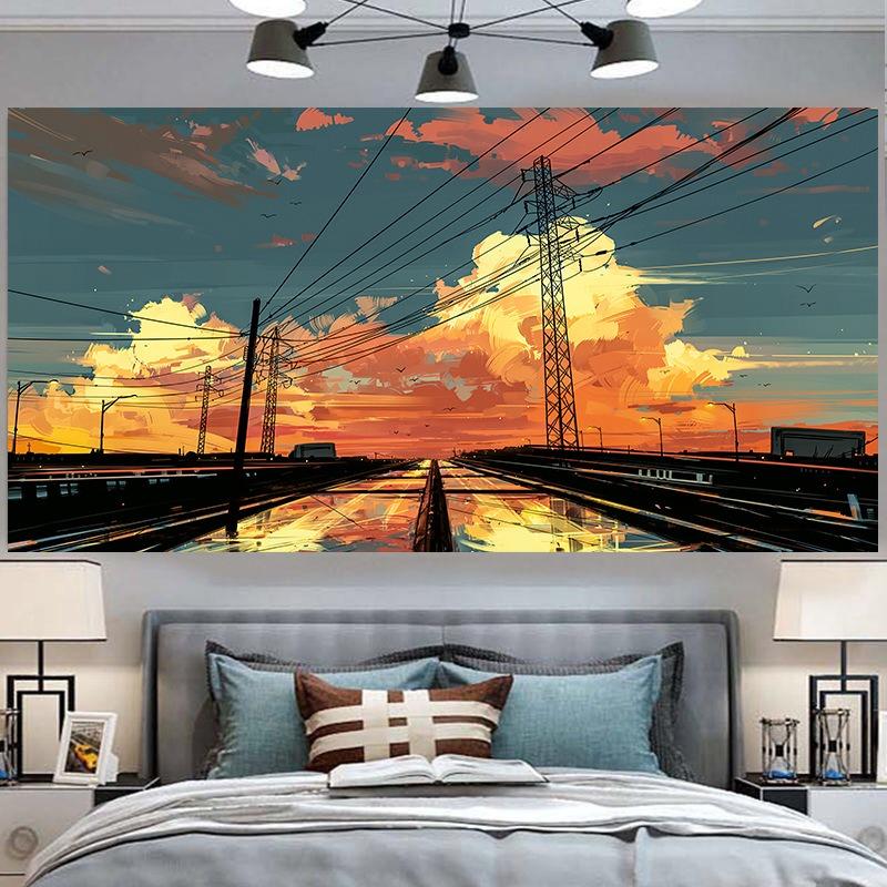 Cyberpunk Style Poster Sci-Fi Canvas Art Print Painting Neon Lights Night City Street Scenery Poster Prints Room Bedroom Decor