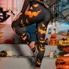 Halloween Pumpkin Leggings Mid-rise Elastic Waistband Skinny Fit Bottoming Pants Girls Cosplay Outfit Tights