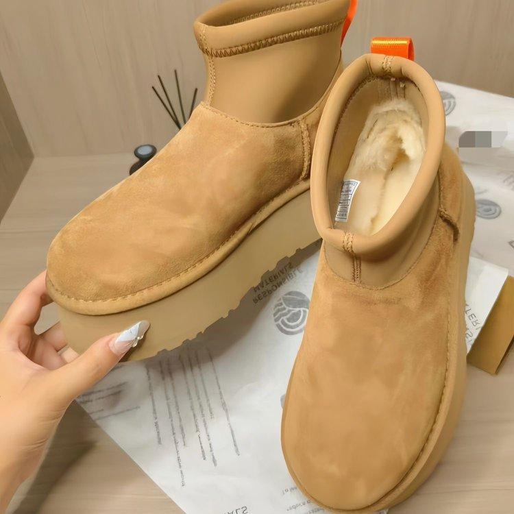 

[Издание из коровьей кожи] Ноги птицы Толстая подошва~ Теплые Маленькие Короткие Голенище Толстая Подошва Овечья Шерсть Дип Ботинки Снежные Короткие Ботинки Женские Зимние 37 малиновый