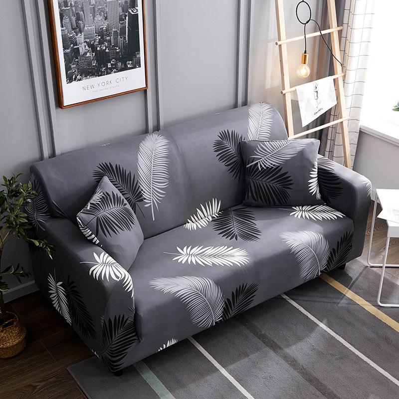 Black Feather Sofa Cover, Sofa Cushion Sofa Cover AllInclusive, Modern Simple Printed Sofa Cover