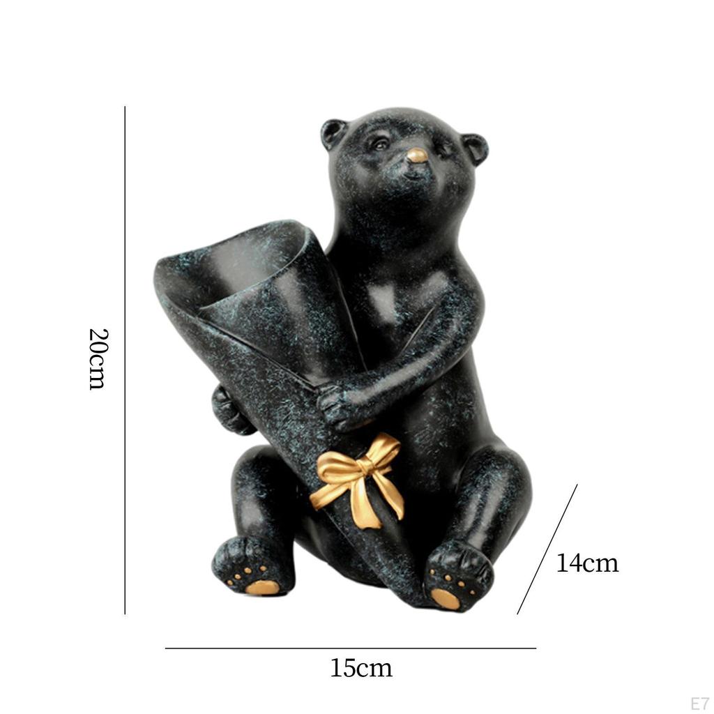 Bear Vase Hand Painted Ornament Art Centerpiece for Home Decor Desktop Wedding
