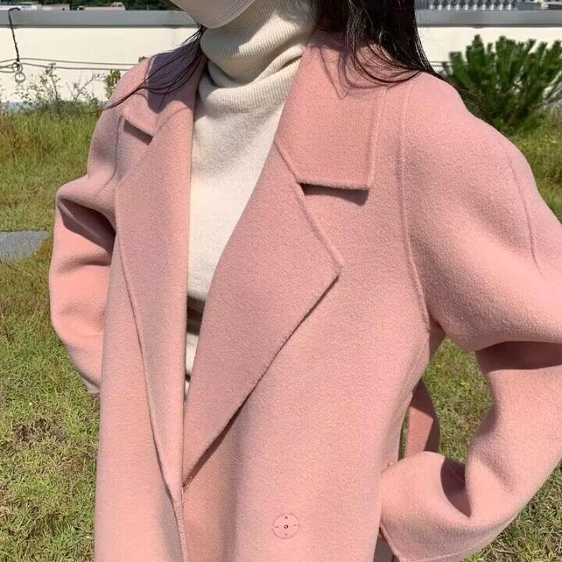 Autumn Winter Women Casual Loose Woolen Coat Vintage Solid Chic Outerwear Warm Soft Overcoat Female Fashion Cloak New Clothes