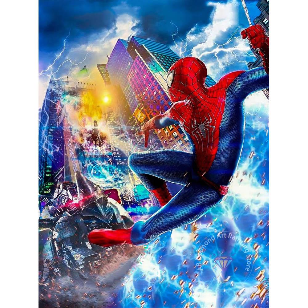 Spider-Man High-burning Realistic Style 5D Diamond Painting Full of Diamonds DIY Hand-applied Diamond Painting Hero Theme Decorative Painting Kit