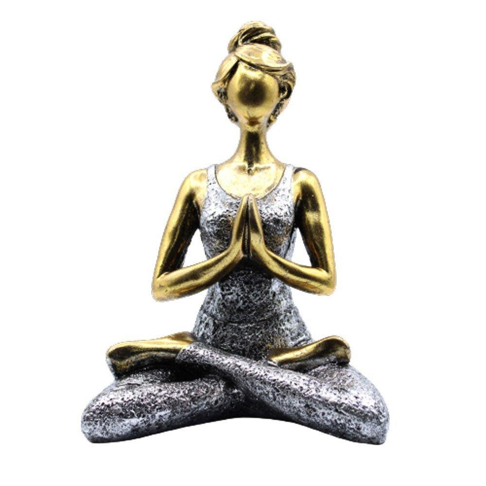 Yoga Woman Figurine Bronze and Silver 24cm