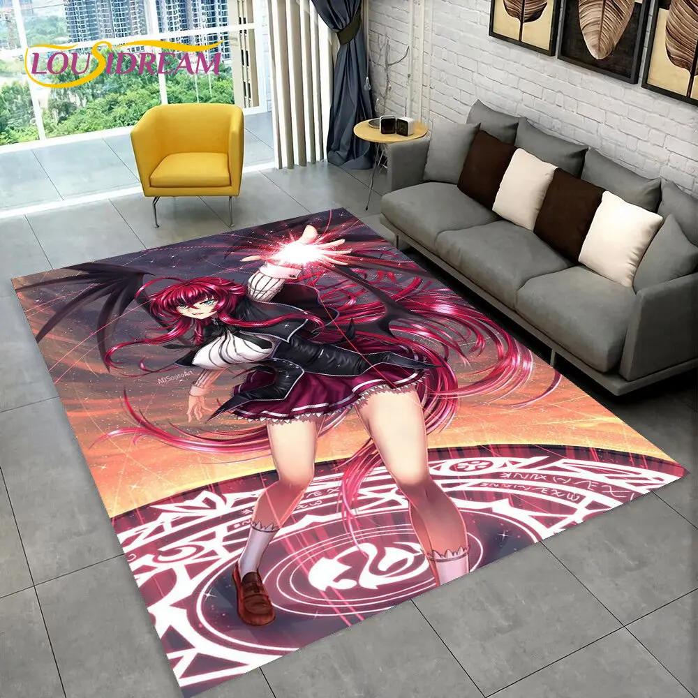Alfombra Sexy Anime High School D×D, Alfombra para el Hogar Sala de Estar Dormitorio Sofá Felpudo Decoración, Alfombra de Juego Antideslizante 3D para Niños