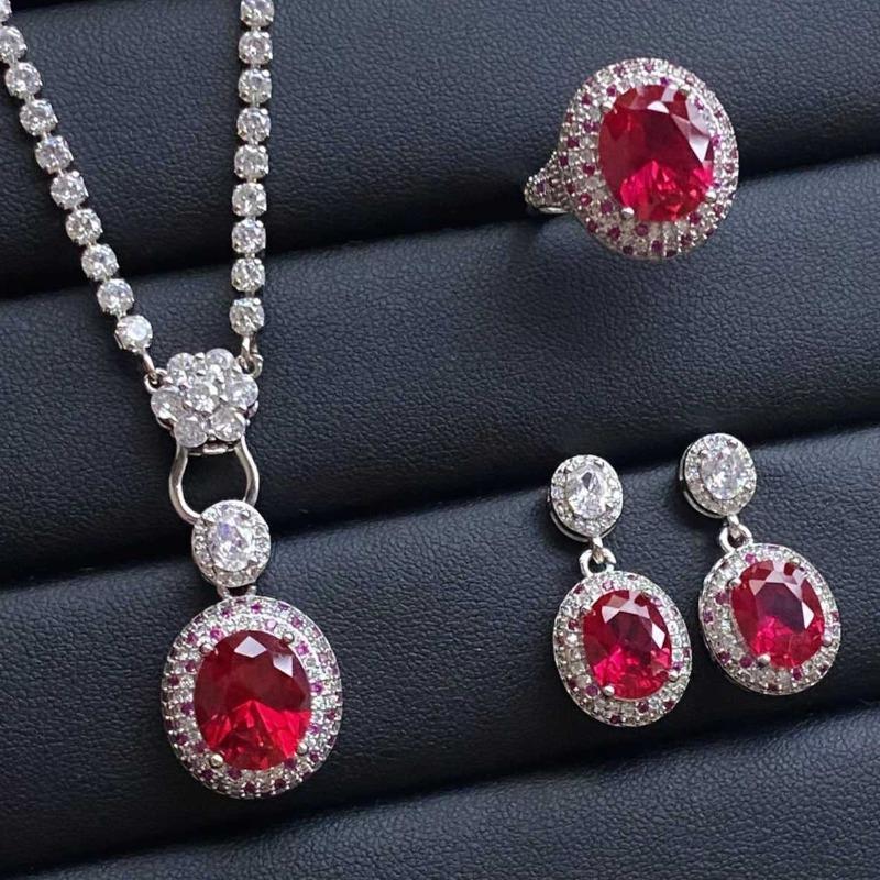 

SACE GEMS классический медный сплав циркон кольцо серьги кулон ожерелье ювелирные наборы подарки для свадебной вечеринки Open красный