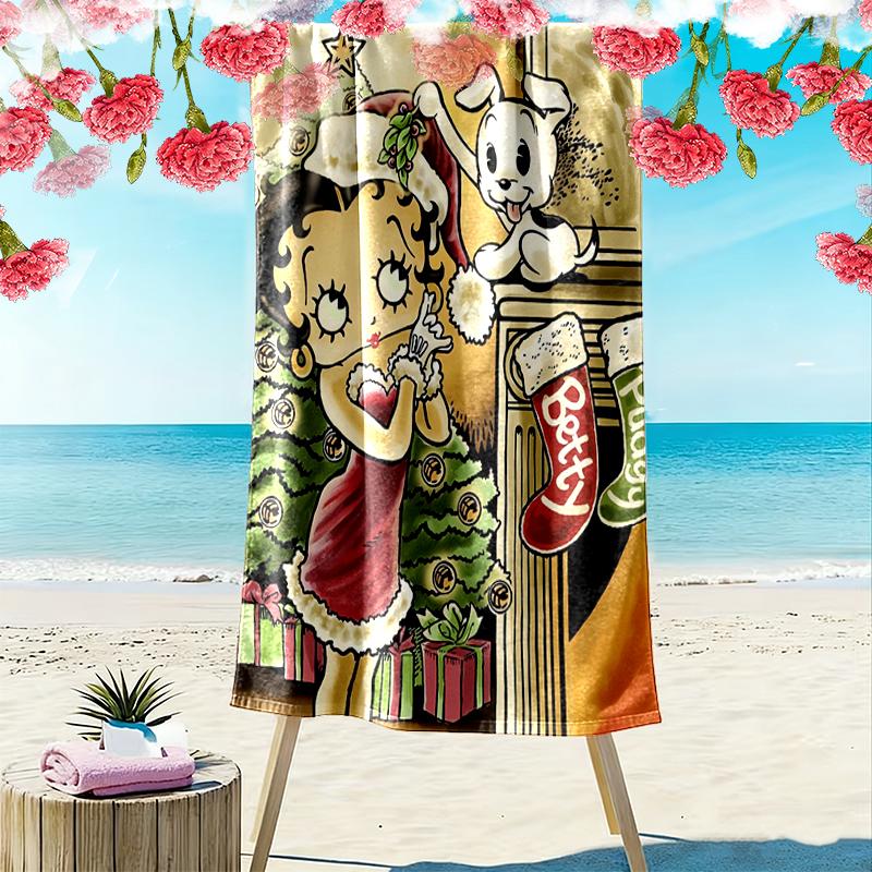 1pc Betty Boop Beach Towel Ideal Birthday Gift For Family, A Vibrant Beach Towel Suitable for Outdoor Activities