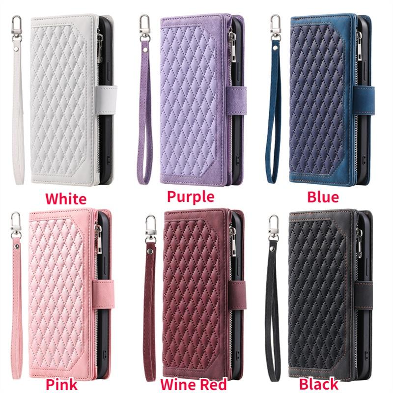 Luxuriöse Lederhülle mit Reißverschluss für iPhone 14 13 12 11 Pro XS Max X XR 7 8 Plus SE 2 3 Kartensteckplatzhalter Crossbody Wallet Handyhülle
