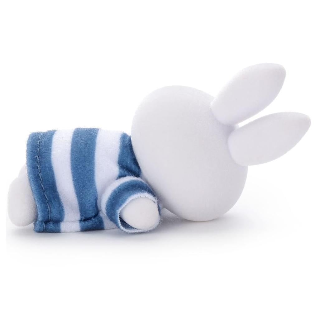 Bruna Sleeping Friend Flocked Mascot Miffy (Border) Plush Toy, Approx. 7cm Wide