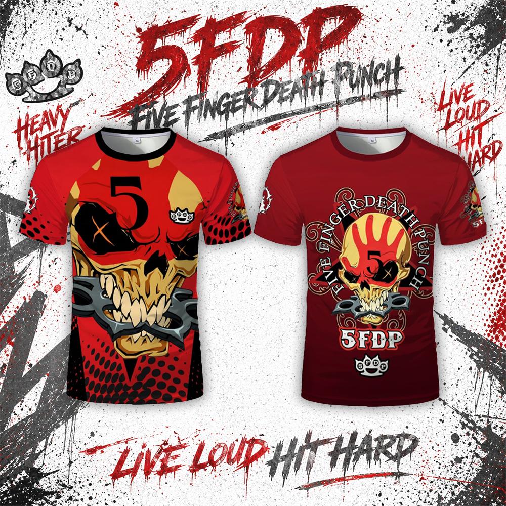 Тяжелый Металл Рок-группа Череп 3D Печать Футболка для Фанатов 5FDP Five Finger Death Punch Мужская Женская Летняя Футболка с Круглым Вырезом M