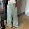 Pantaloni casual a righe verticali coreani da donna per l'estate Nuovi pantaloni versatili larghi a bolle a righe a gamba larga