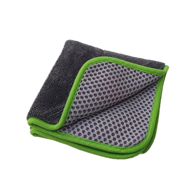 Double Side Car Cleaning Towel With Mesh Design Microfiber Towel Cloth For Scratch Free Drying & Dust Removal