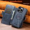 SUTENI Q-07 For iPhone 16 Pro Case Magnetic Color Splicing Cowhide Texture Leather Cover