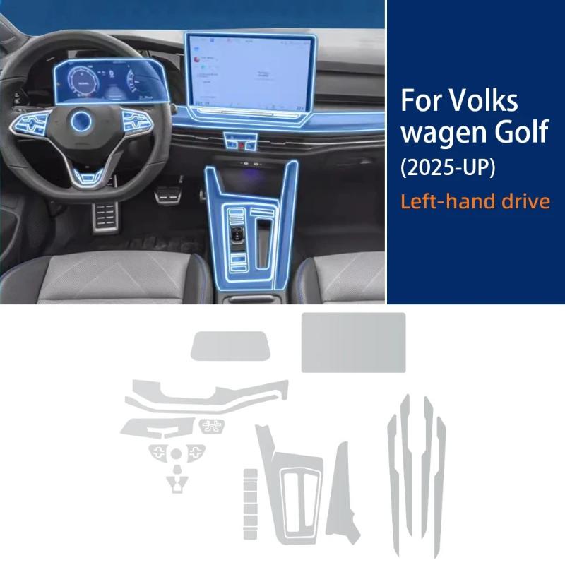 For Volkswagen VW Golf  2025 Car Interior Center Console Transparent TPU Protective Film Anti-scratch Sticker