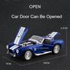 1:22 Shelby Cobra 427 Z4 Toys Sports Cars Models Pull Back Light Music Miniature Car Doors Opened Vehicle for Kid Festival Gifts