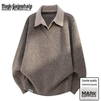 Men's Casual Retro Faux Two-Piece Knit Sweater