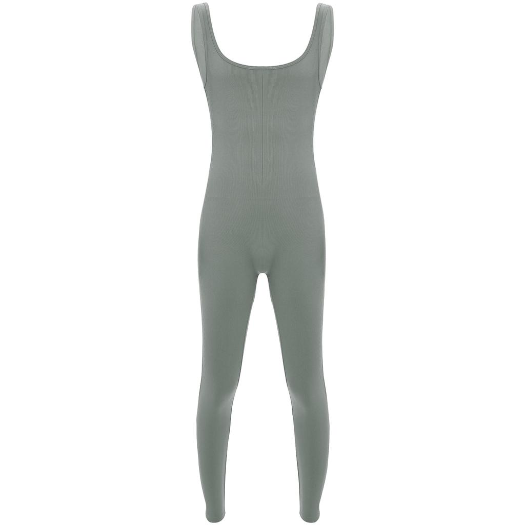 Tuta Monopezzo Senza Maniche da Uomo Design a Strisce Scollo Quadrato Stile Canotta Pantaloni Lunghi Tuta Sportiva