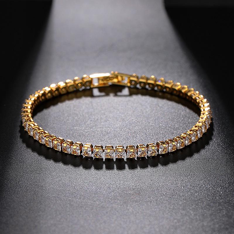 4mm Zirkonia Tennisarmband Iced Out Kettenarmbänder für Damen Herren Silberfarben Herrenarmband Zirkonia Kette Homme Schmuck