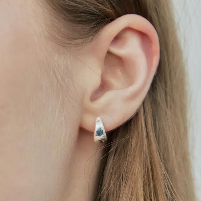 ONE-TOUCH WATERDROP EARRING / 925 SILVER