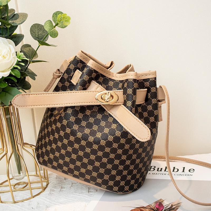 Large Capacity Printed Fashion Bucket Shoulder Crossbody Bag