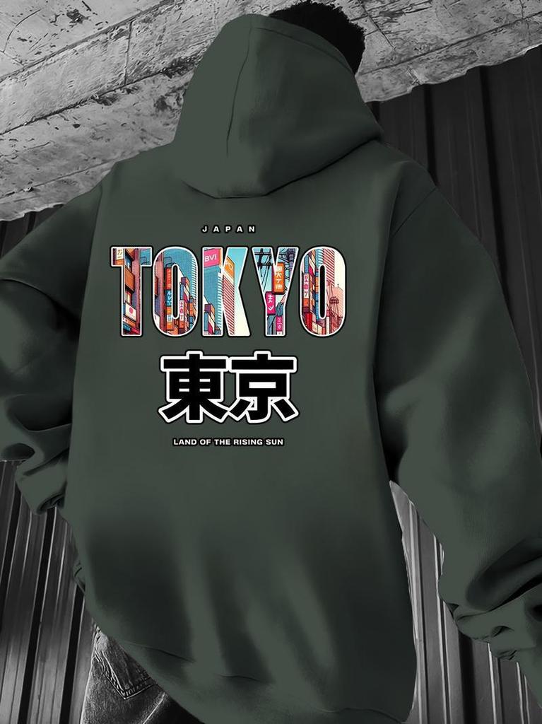 Men's "crane" Printed Sweater 13 Colors Casual Daily Drawstring Hooded Breathable and Comfortable
