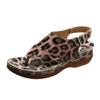 Large Size Wedge Heel Sandals Women's Summer New Style Leopard Print Herringbone Sandals Women