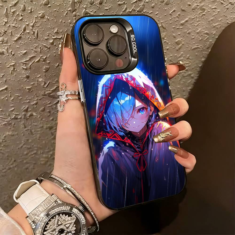 Zero Natsuki Subaru REM Phone Case For iPhone 17,16,15,14,13,12,11 Plus,Pro Max,XS,Colorful Silver Black Cover