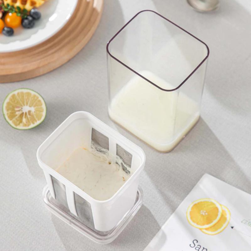 1100Ml Yogurt Filter Strainer Fine Mesh Transparent Box Homemade Screen Cheese Moisture Seperator Maker For Kitchen