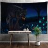 Arazzo da Parete Lupo Notturno Misterioso Orrore Stregoneria Animale Hippie Tapiz Arte Astratto Dormitorio Camera da Letto Decorazione Casa