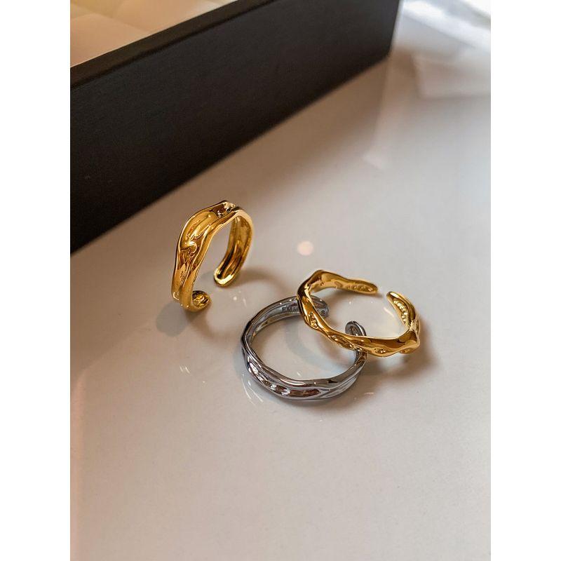Irregular Liquid Metal Rings for Women, Light Luxury, High-End Feel, Gold and Silver Color, Middle Finger and Index Finger Rings, Niche Design