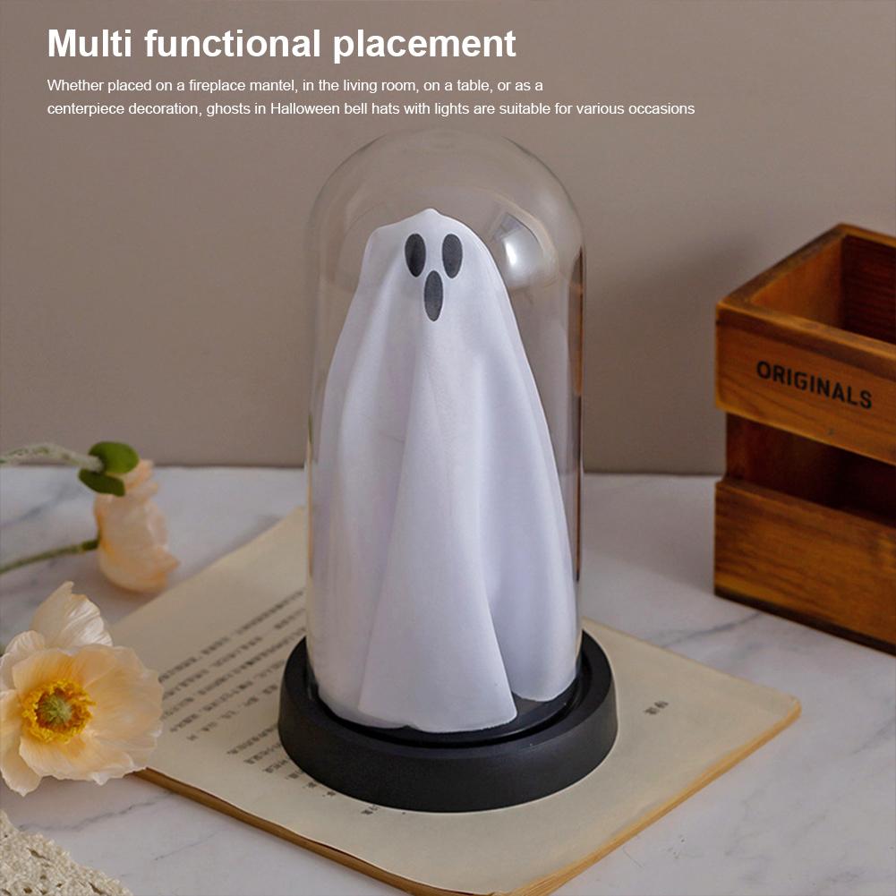 Halloween Decor Light Up Ghost in Plastic Cloche Halloween Decorations Indoor Halloween Ghost Night Light for Home Decorations