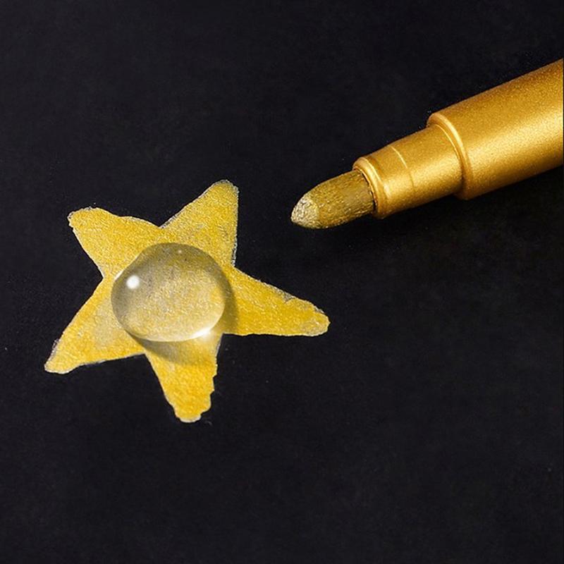 Gold Silver Colour Craft Pen Waterproof Paint Pen Sign Mark Metal Pen Greeting Card Calligraphy Highlight Pens