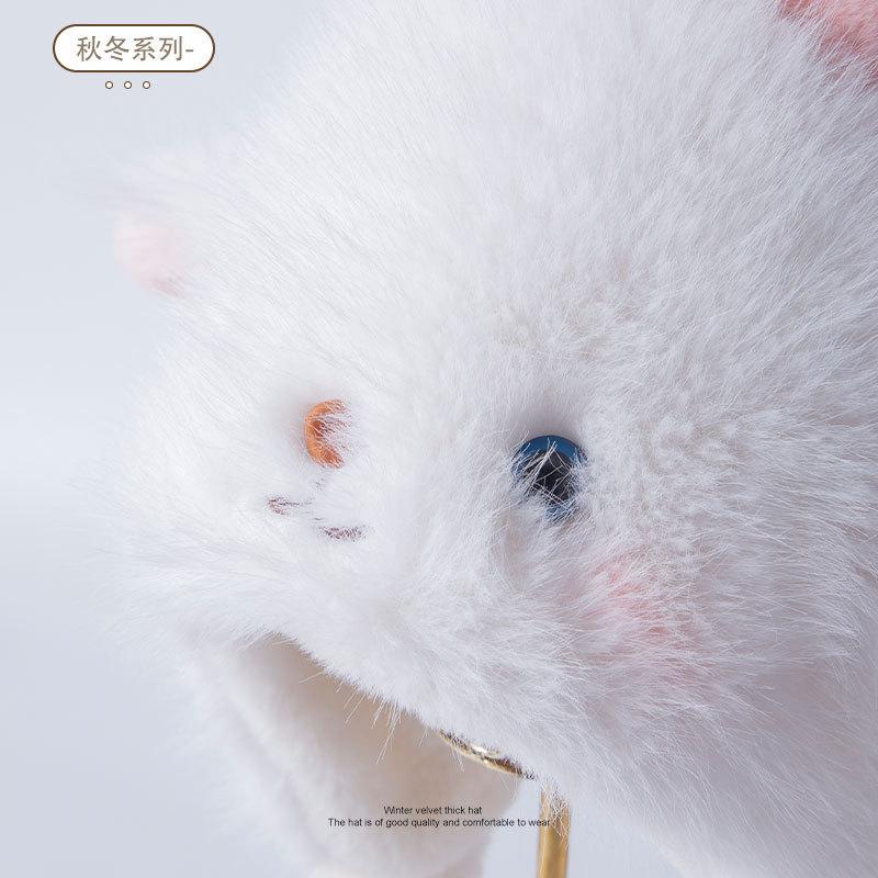 Cute Pink and Tender Lamb Plush Hat for Women, Piled and Thickened In Winter To Keep Warm and Cold, Ear Protection and Small Face