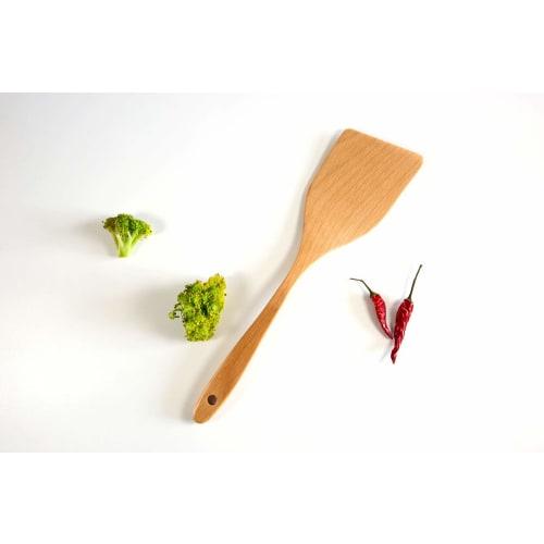 K-UNING Wooden Turner, Cooking Spatula, Kitchen Tool, Frying Tool, Wood Carving, L310mm, Japanese Urethane Coating