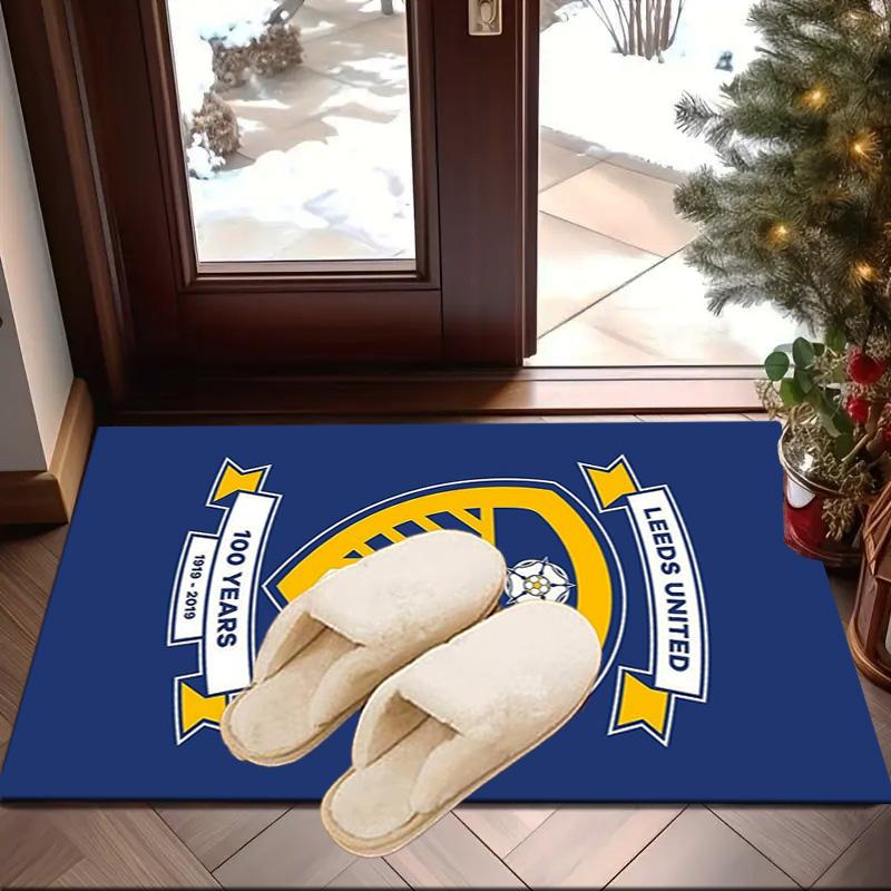 Leeds Crest Design Printed Area Rug for Office, Chair Rug, Decorative Carpet Floor Mat, Large Size Fan gifts Christmas gifts