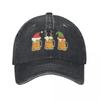 Vintage Christmas Beer Mugs Santa Elf Reindeer Drinking Baseball Cap Unisex Style Distressed Washed Headwear Workouts Hats Cap