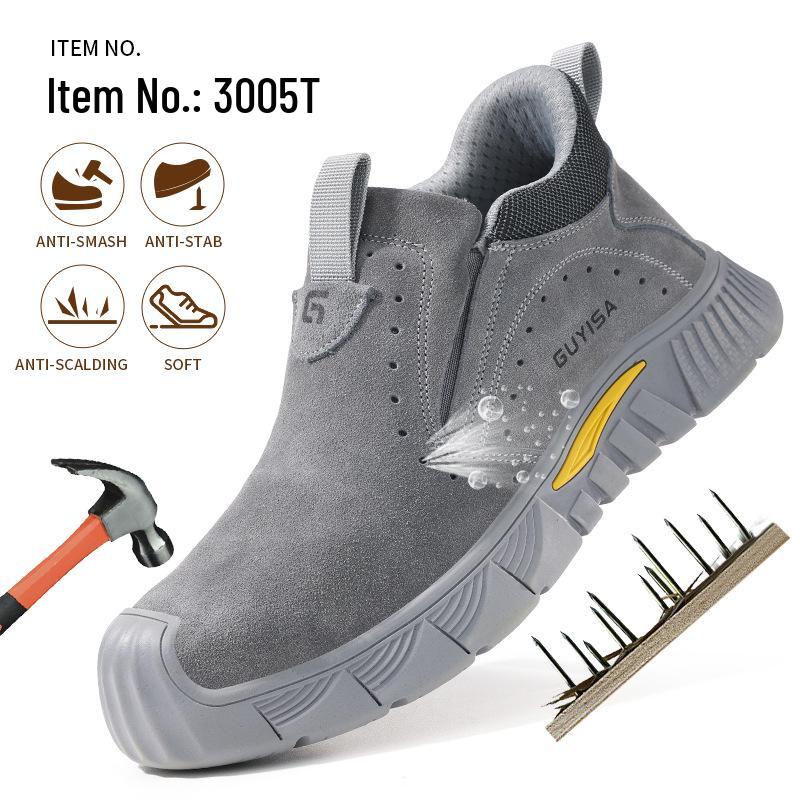 Men's Safety Shoes: Smash-Proof, Piercing-Resistant, Durable Suede, Anti-Scald, Anti-Spark, Comfortable Work Footwear.